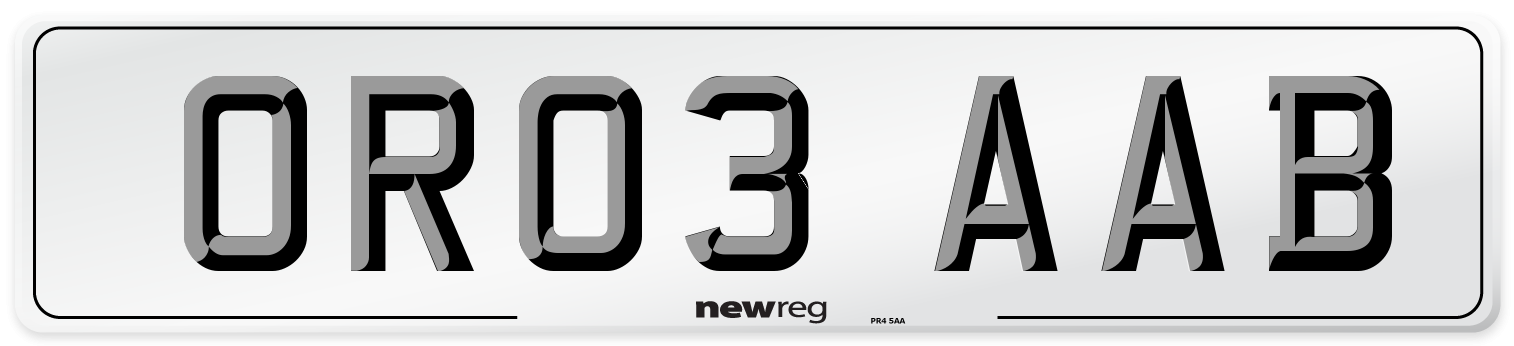 OR03 AAB Number Plate from New Reg